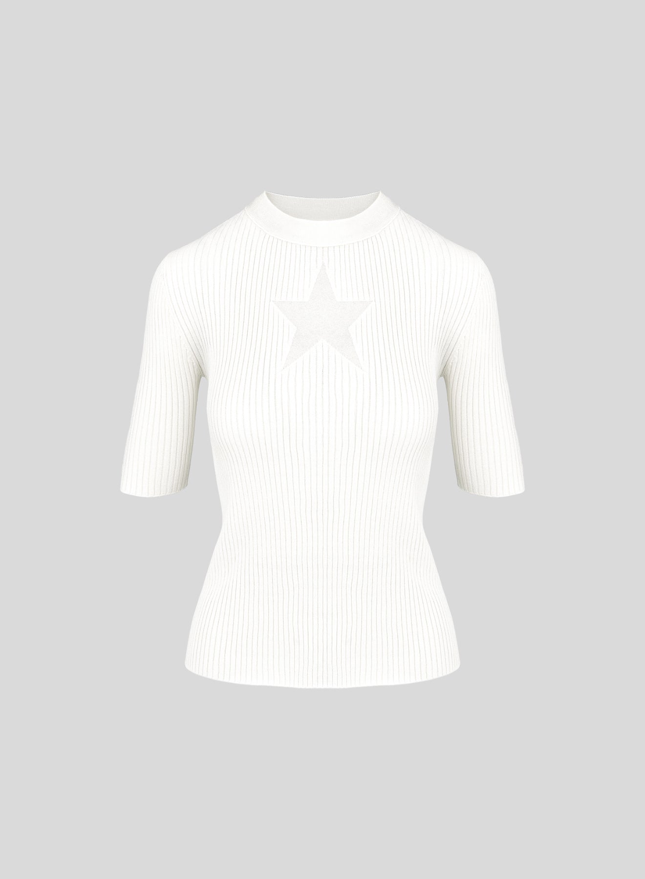 T-SHIRT IN MAGLIA DI MISTO VISCOSA CON INTARSIO A STELLA IN TRASPARENZA