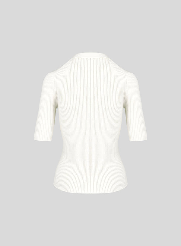 T-SHIRT IN MAGLIA DI MISTO VISCOSA CON INTARSIO A STELLA IN TRASPARENZA
