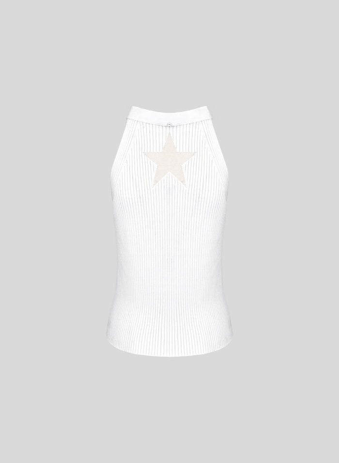 TOP IN MAGLIA DI MISTO VISCOSA CON INTARSIO A STELLA IN TRASPARENZA