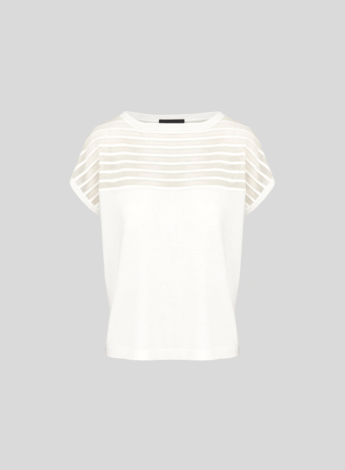 STRIPED SHEER T-SHIRT IN VISCOSE, SILK AND COTTON