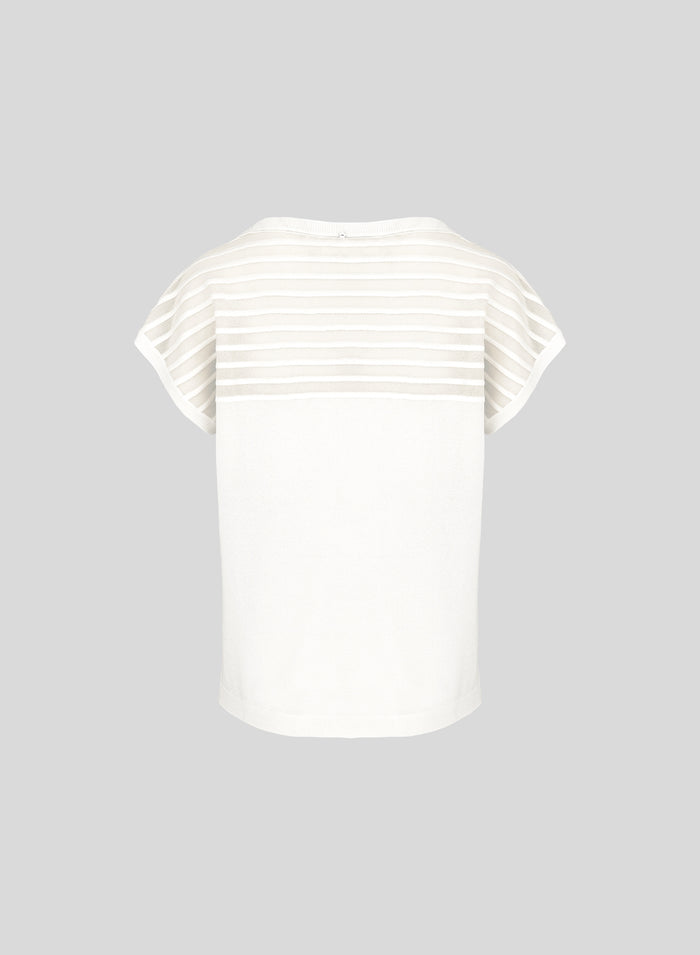 STRIPED SHEER T-SHIRT IN VISCOSE, SILK AND COTTON