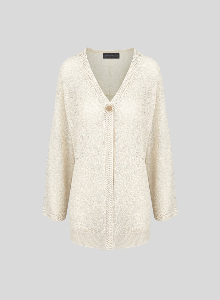 OVERSIZED VISCOSE TEXTURED KNIT CARDIGAN