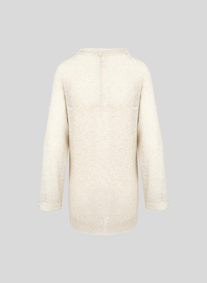 OVERSIZED VISCOSE TEXTURED KNIT CARDIGAN
