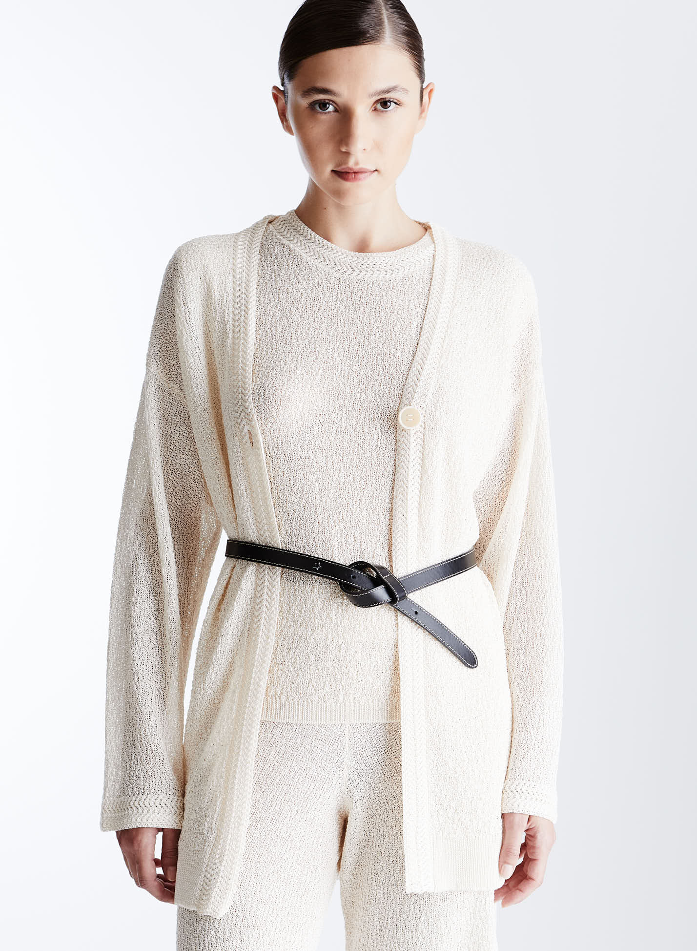 OVERSIZED VISCOSE TEXTURED KNIT CARDIGAN