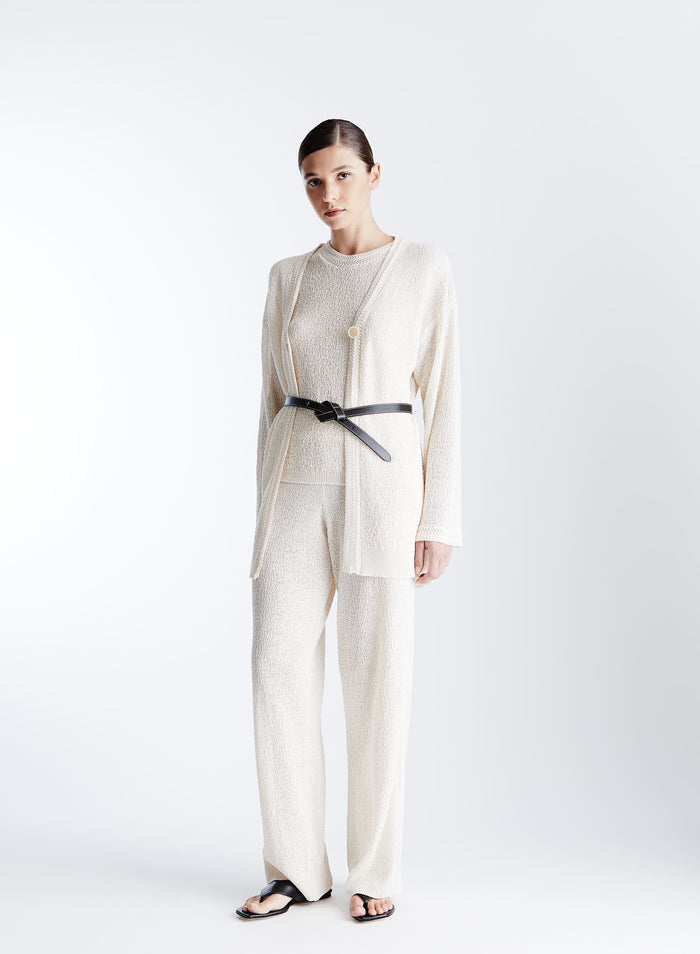 OVERSIZED VISCOSE TEXTURED KNIT CARDIGAN