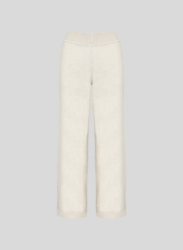 VISCOSE BLEND TEXTURED KNIT TROUSERS