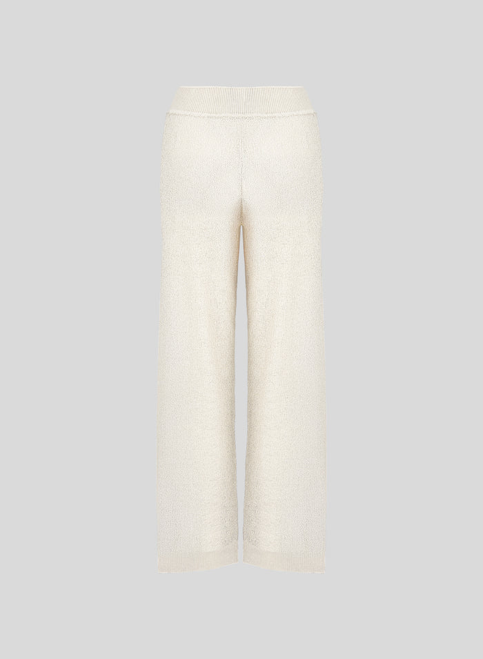 VISCOSE BLEND TEXTURED KNIT TROUSERS