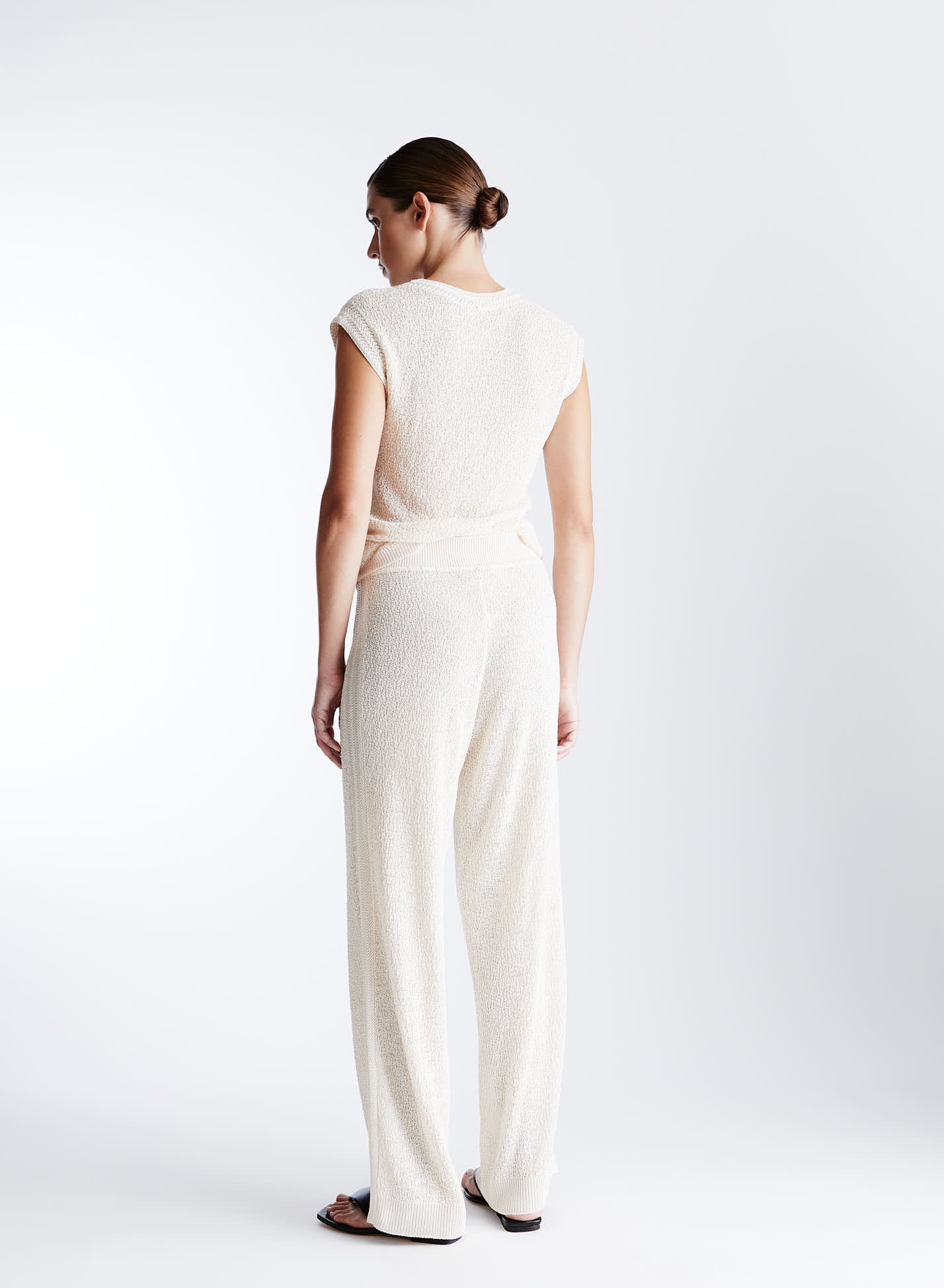 VISCOSE BLEND TEXTURED KNIT TROUSERS