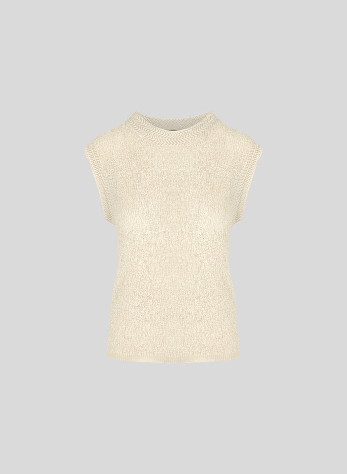 VISCOSE BLEND TEXTURED KNIT TOP