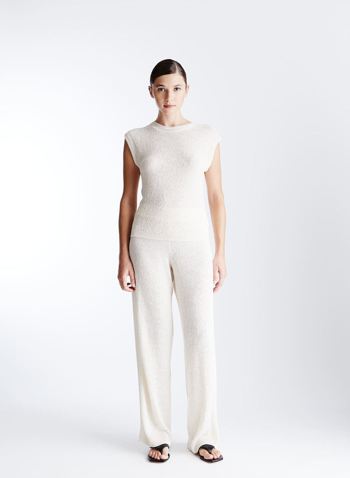 VISCOSE BLEND TEXTURED KNIT TOP