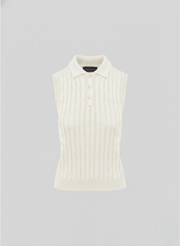 POLO IN MAGLIA DI  VISCOSA CON TRECCIA ICONICA PIATTA