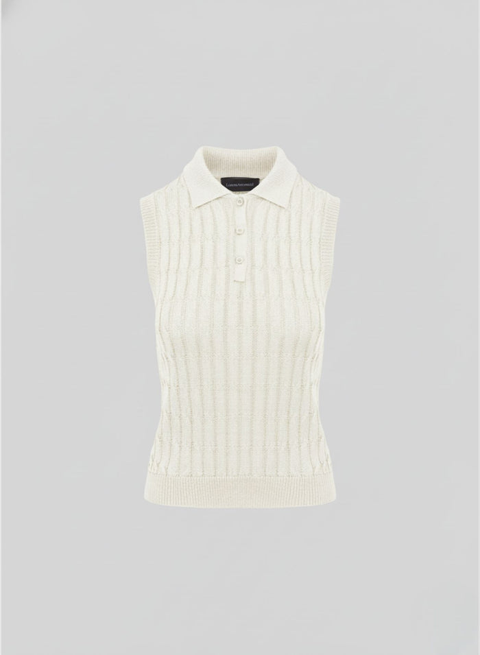 KNIT VISCOSE POLO WITH ICONIC FLAT BRAID