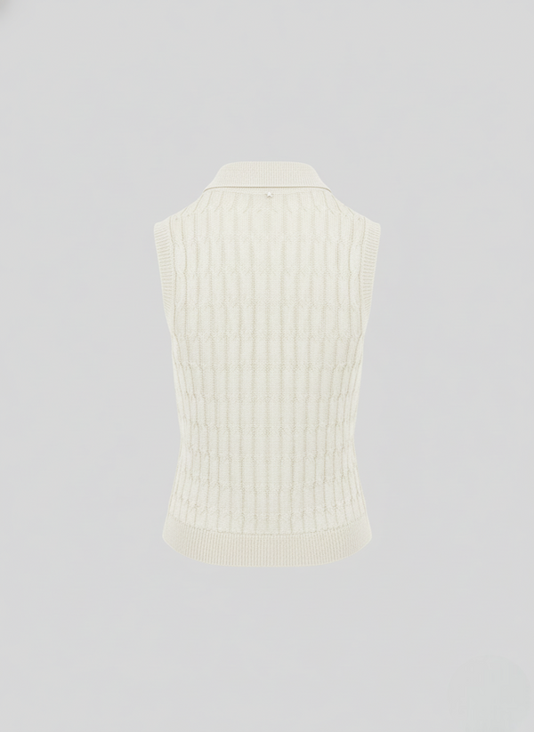 POLO IN MAGLIA DI  VISCOSA CON TRECCIA ICONICA PIATTA