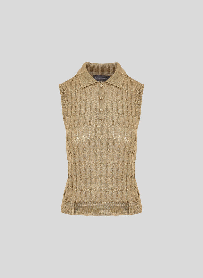 VISCOSE KNIT POLO SHIRT WITH FLAT ICONIC BRAID