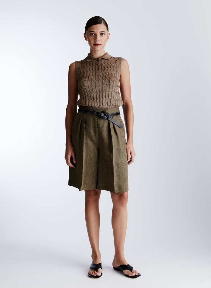 VISCOSE KNIT POLO SHIRT WITH FLAT ICONIC BRAID