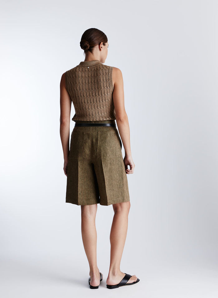 VISCOSE KNIT POLO SHIRT WITH FLAT ICONIC BRAID
