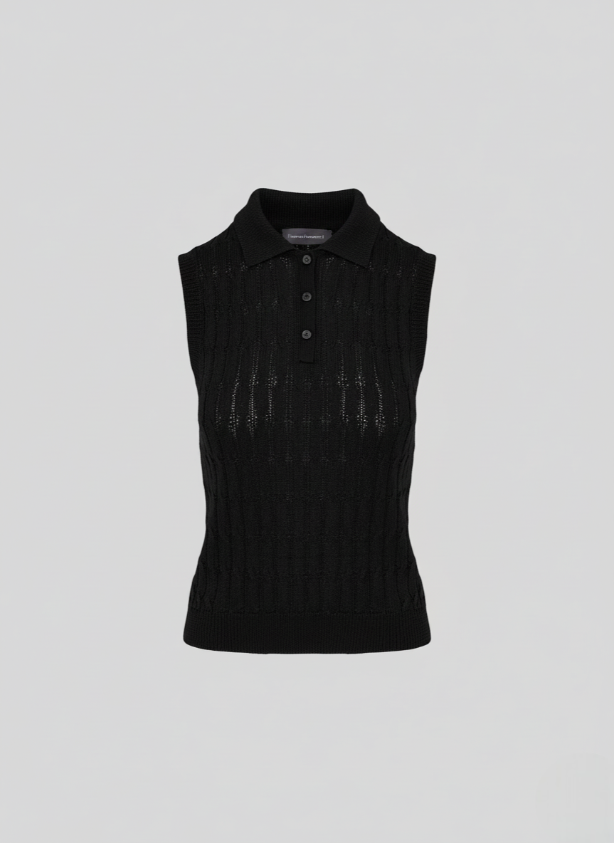 KNIT VISCOSE POLO WITH ICONIC FLAT BRAID