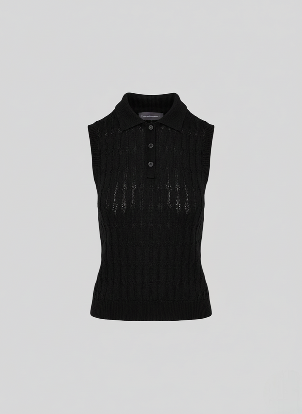 POLO IN MAGLIA DI  VISCOSA CON TRECCIA ICONICA PIATTA