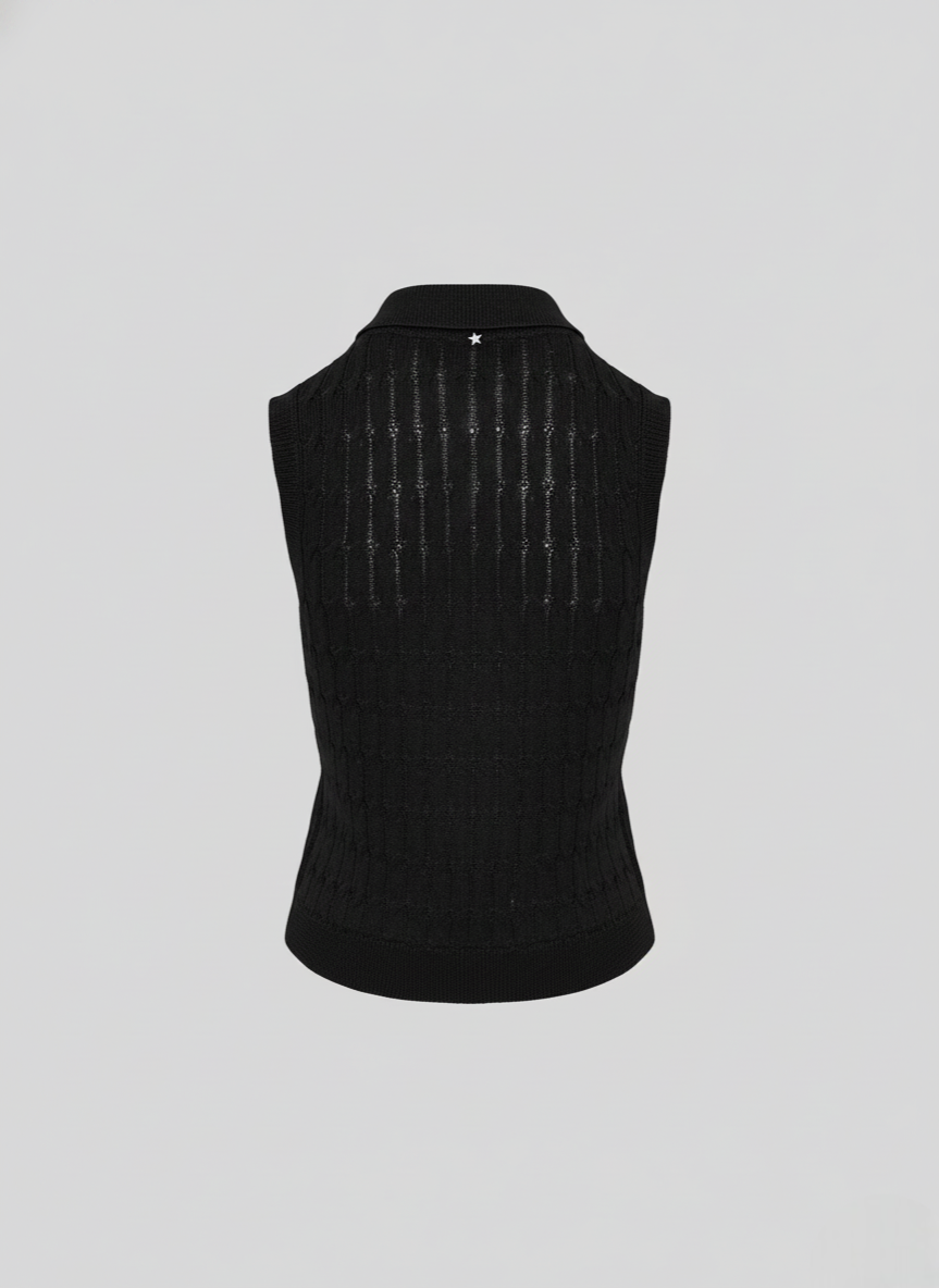KNIT VISCOSE POLO WITH ICONIC FLAT BRAID