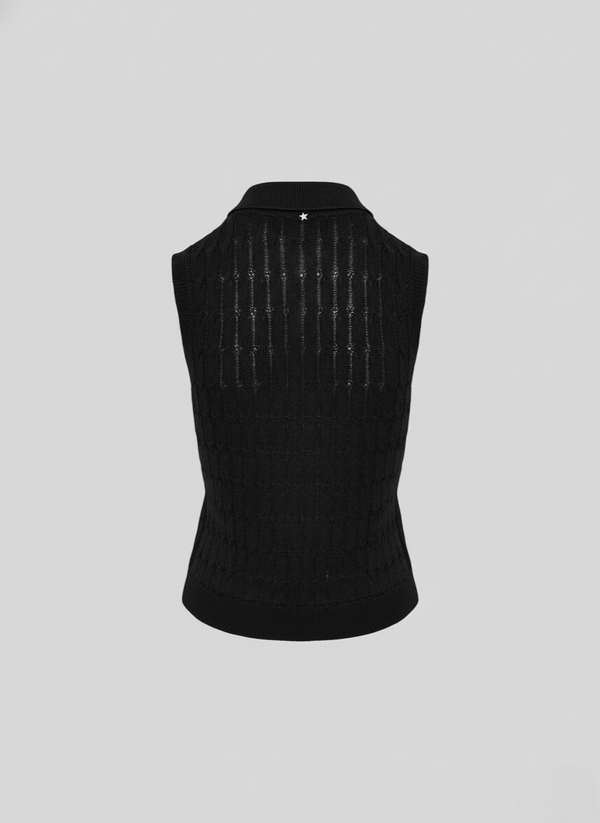 POLO IN MAGLIA DI  VISCOSA CON TRECCIA ICONICA PIATTA
