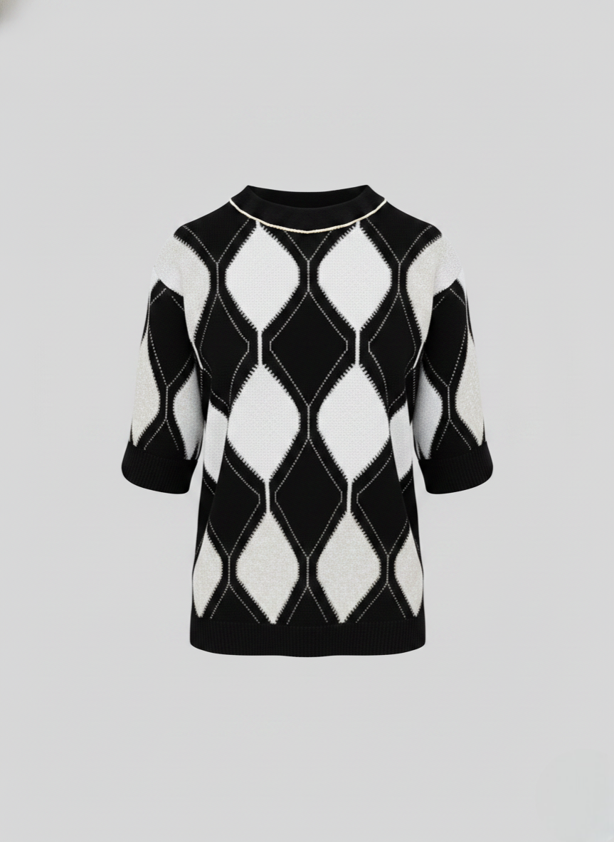MAGLIA IN COTONE A ROMBI BICOLORE