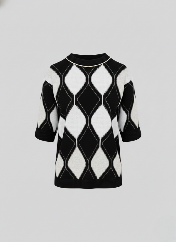 MAGLIA IN COTONE A ROMBI BICOLORE