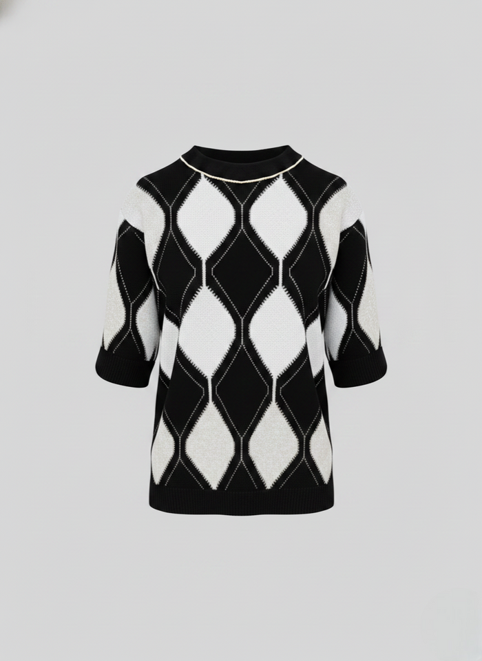 MAGLIA IN COTONE A ROMBI BICOLORE