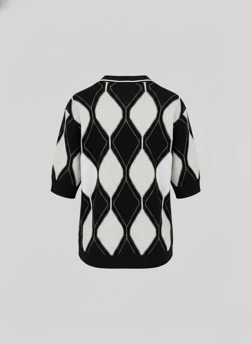 MAGLIA IN COTONE A ROMBI BICOLORE