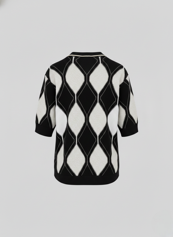 MAGLIA IN COTONE A ROMBI BICOLORE