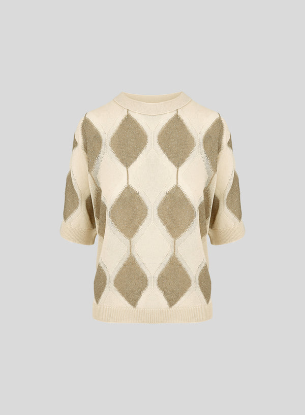 MAGLIA IN COTONE A ROMBI BICOLORE