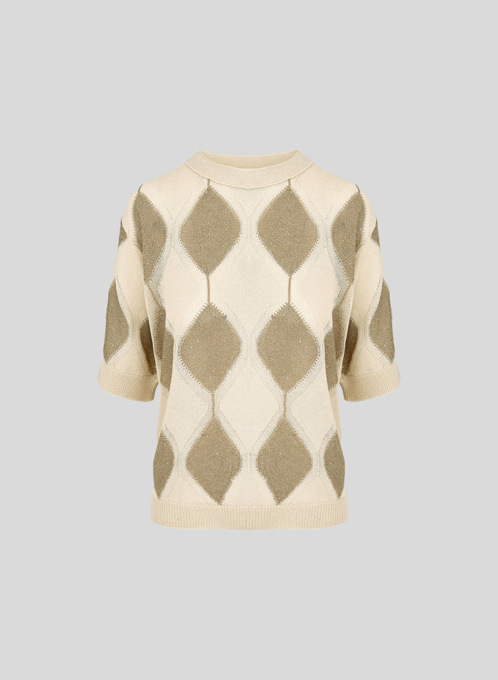 MAGLIA IN COTONE A ROMBI BICOLORE