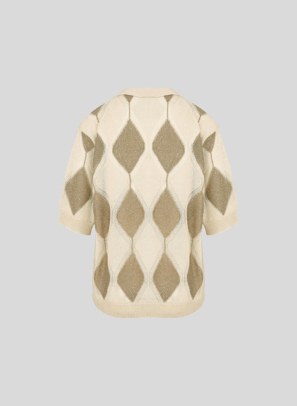 MAGLIA IN COTONE A ROMBI BICOLORE