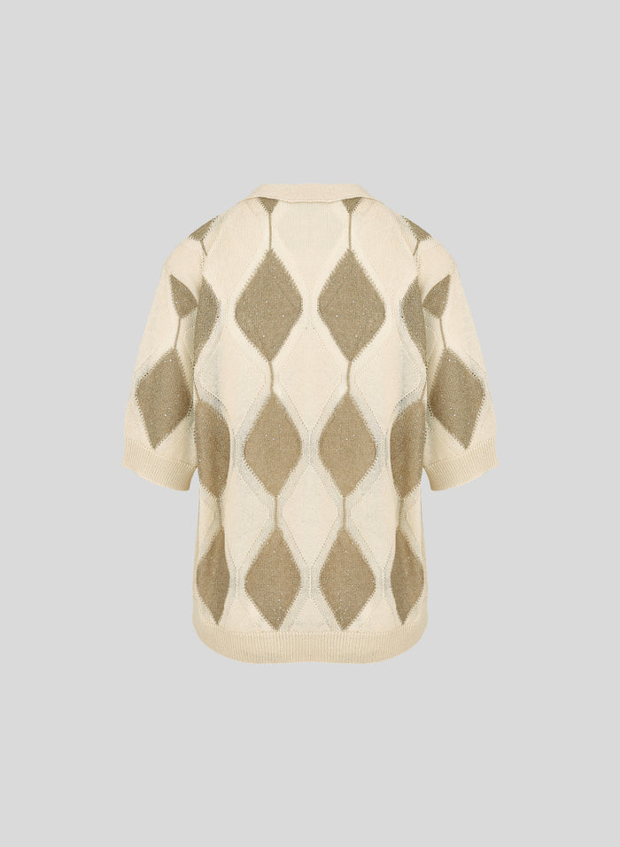 MAGLIA IN COTONE A ROMBI BICOLORE