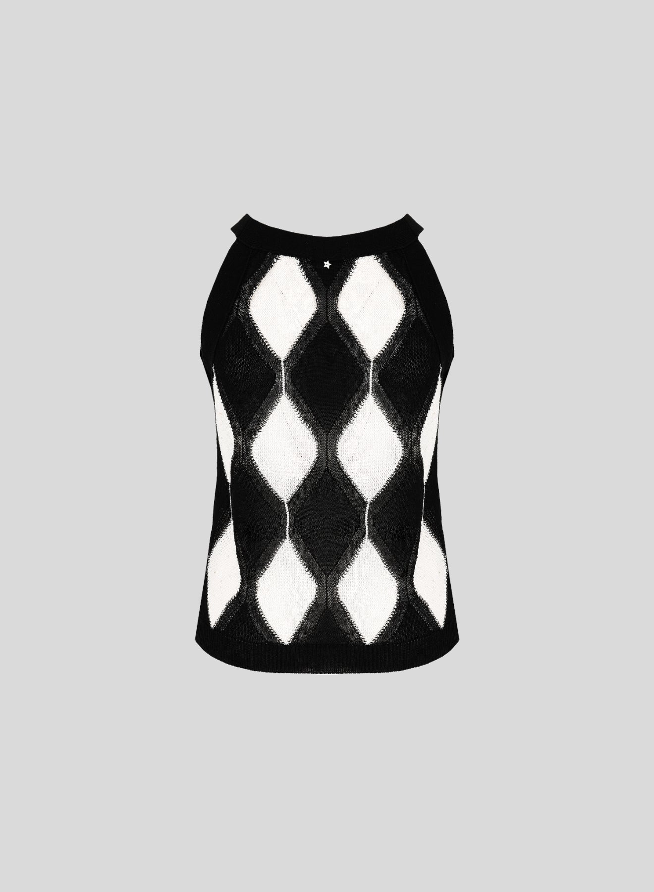 TOP IN MAGLIA DI COTONE A ROMBI BICOLORE
