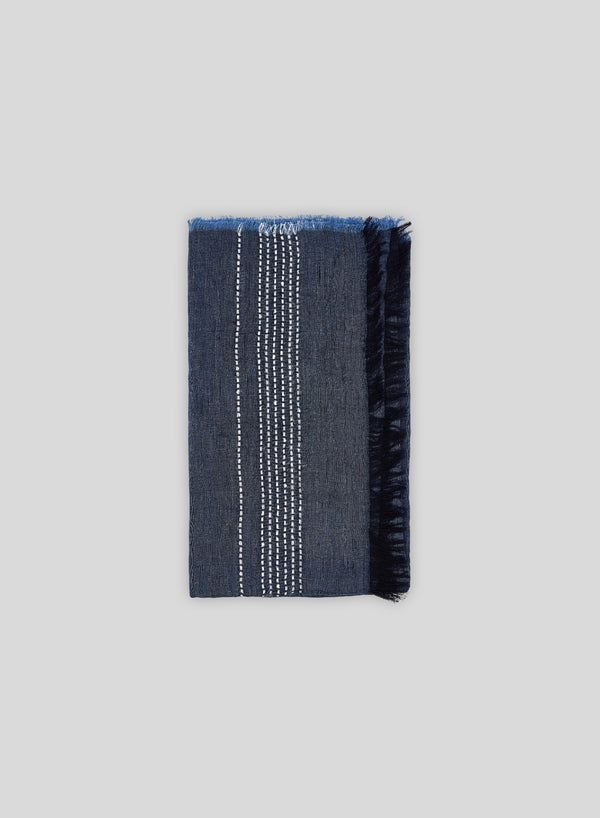 SCIARPA SUPER LEGGERA IN MODAL E LINO CON RICAMO SASHIKO