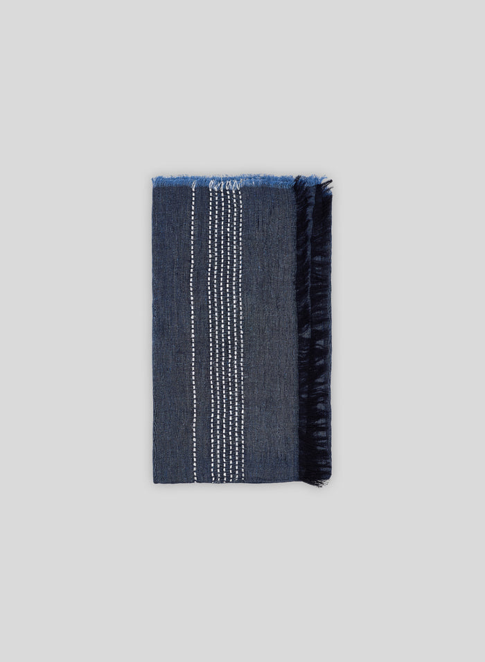 SUPER LIGHT MODAL AND LINEN SCARF WITH SASHIKO EMBROIDERY
