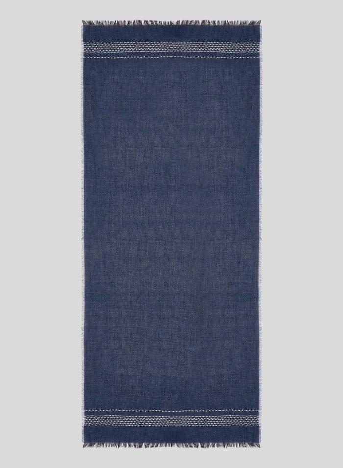 SUPER LIGHT MODAL AND LINEN SCARF WITH SASHIKO EMBROIDERY