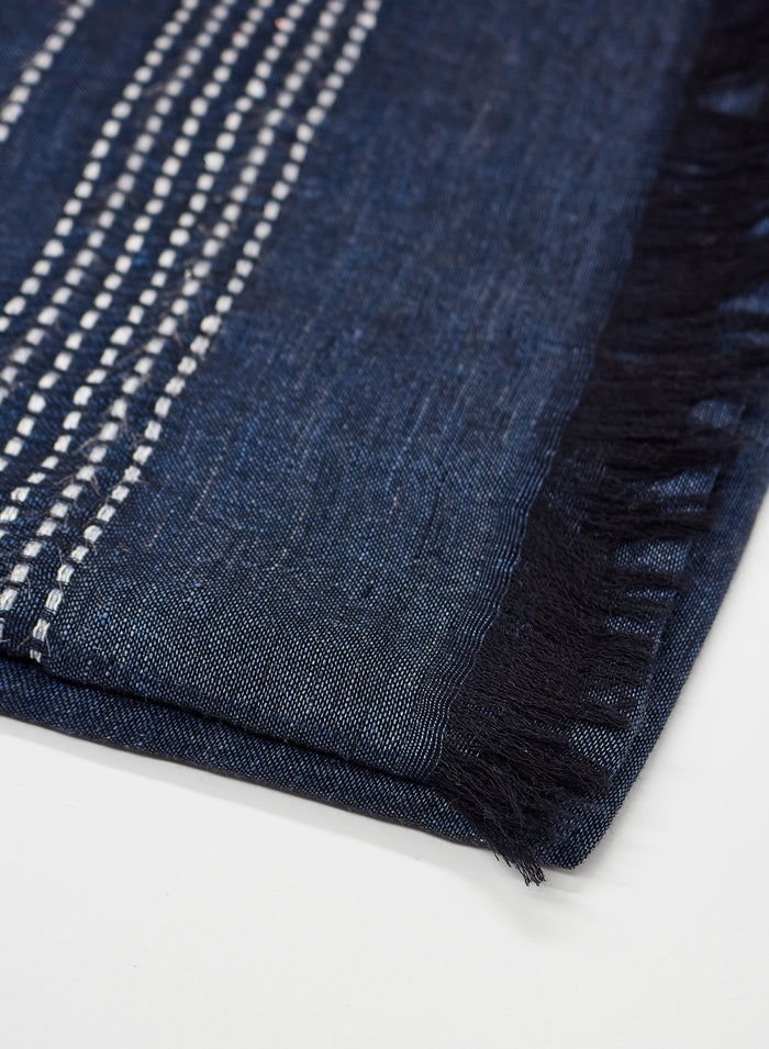 SUPER LIGHT MODAL AND LINEN SCARF WITH SASHIKO EMBROIDERY