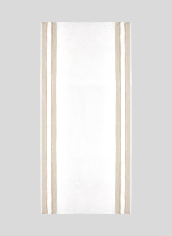 SUPER LIGHT LINEN BLEND SCARF WITH STRIPED PATTERN