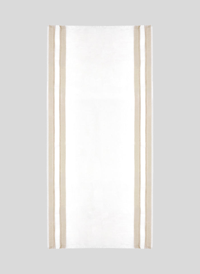SUPER LIGHT LINEN BLEND SCARF WITH STRIPED PATTERN