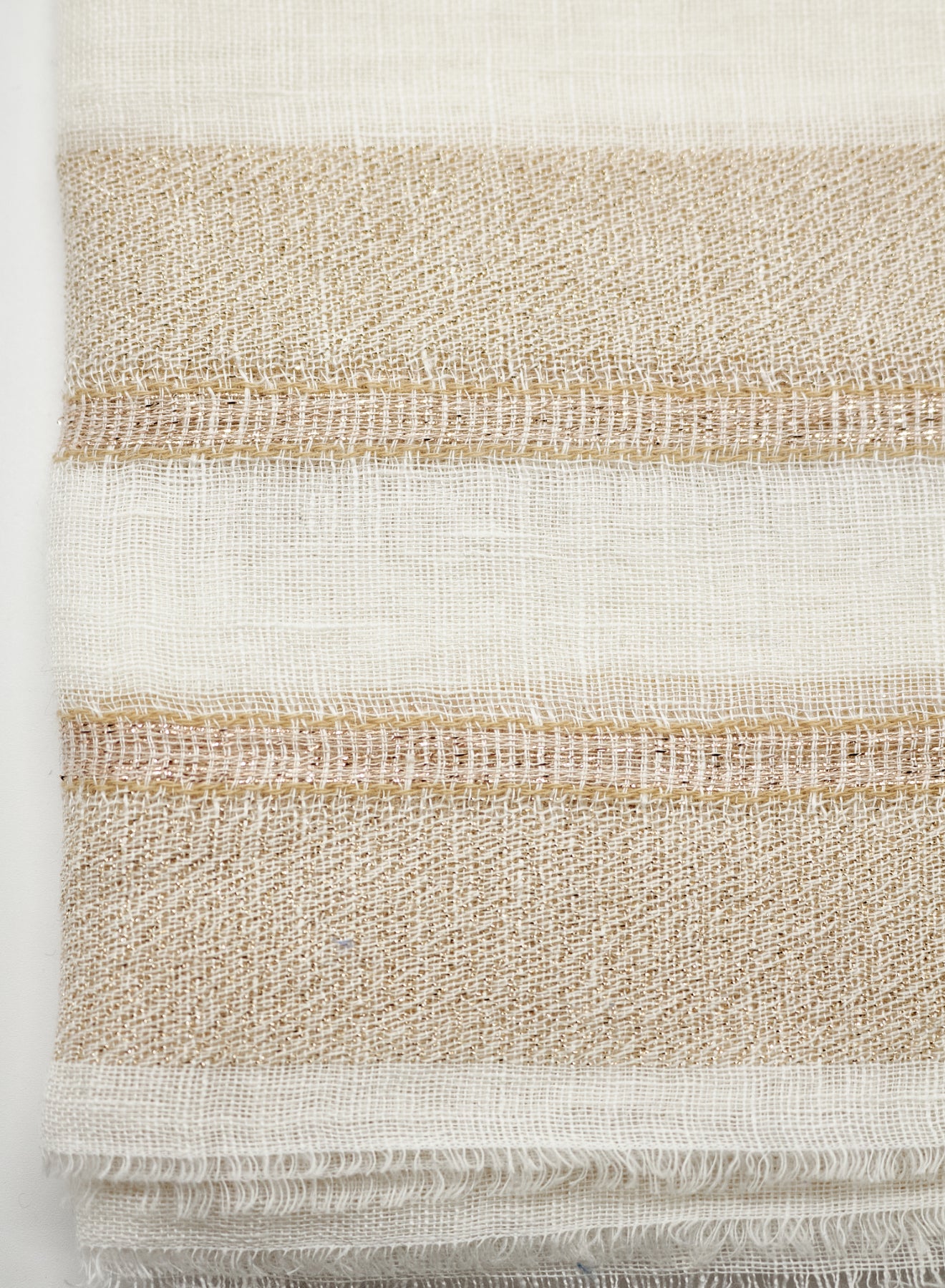 SUPER LIGHT LINEN BLEND SCARF WITH STRIPED PATTERN