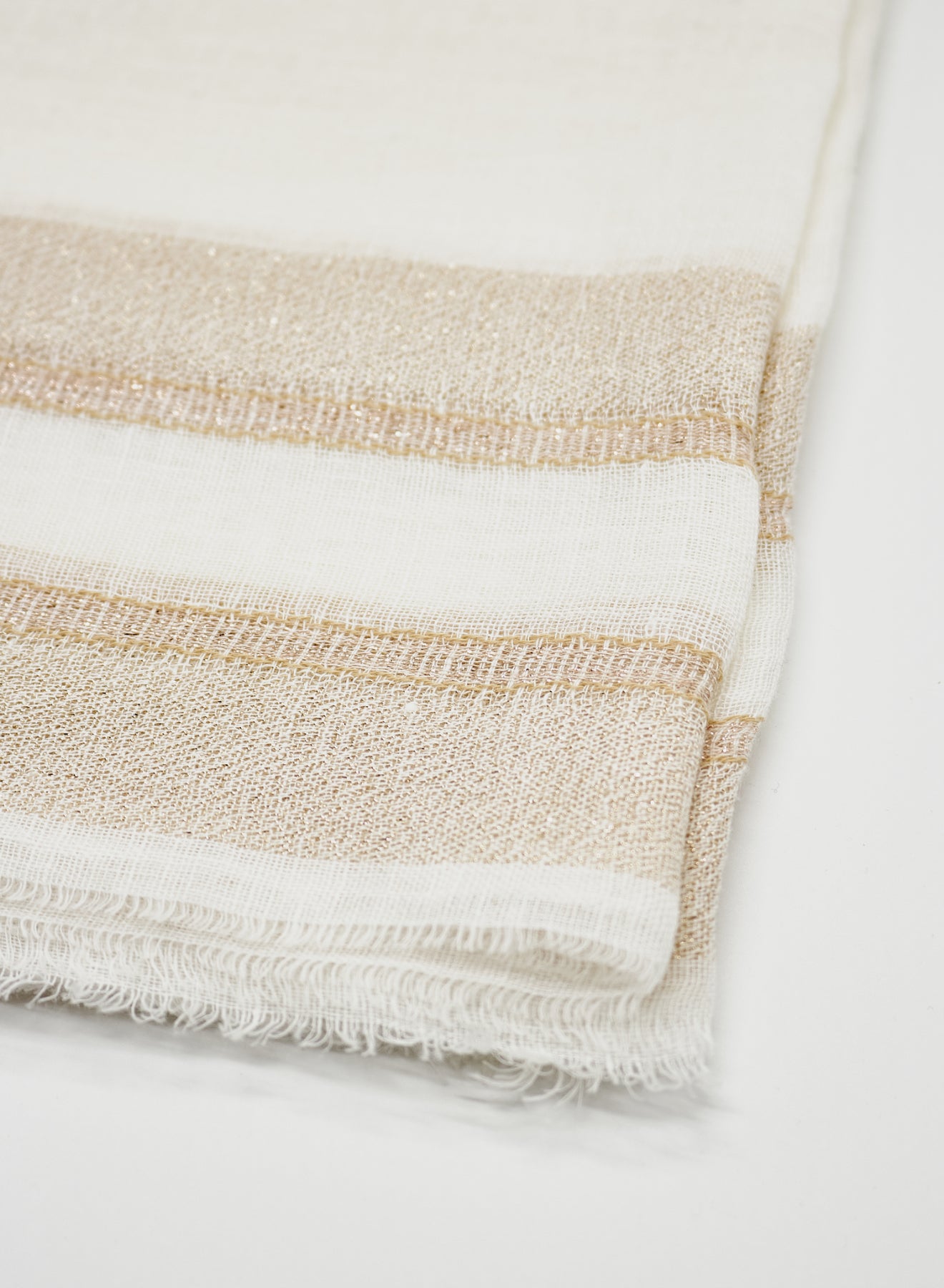 SUPER LIGHT LINEN BLEND SCARF WITH STRIPED PATTERN