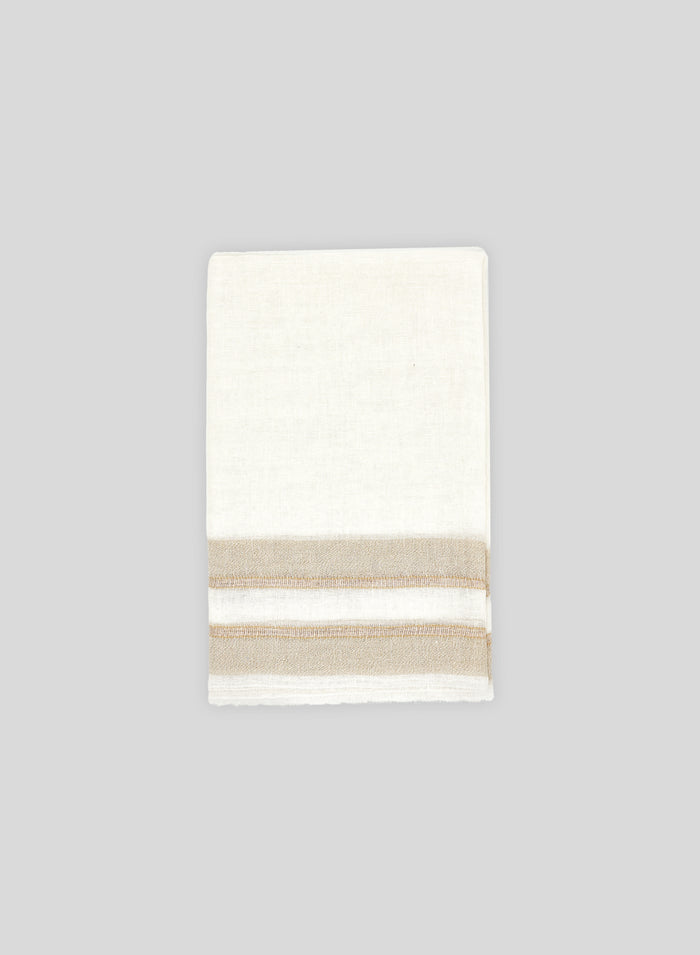 SUPER LIGHT LINEN BLEND SCARF WITH STRIPED PATTERN