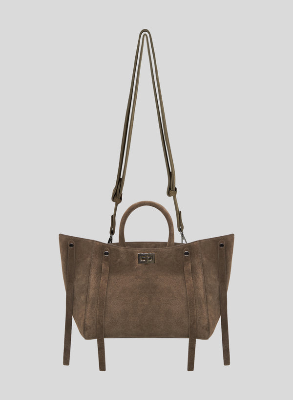 BORSA ICONICA A TRACOLLA GRANDE IN CAMOSCIO
