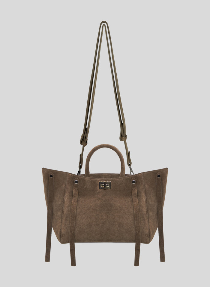 BORSA ICONICA A TRACOLLA GRANDE IN CAMOSCIO