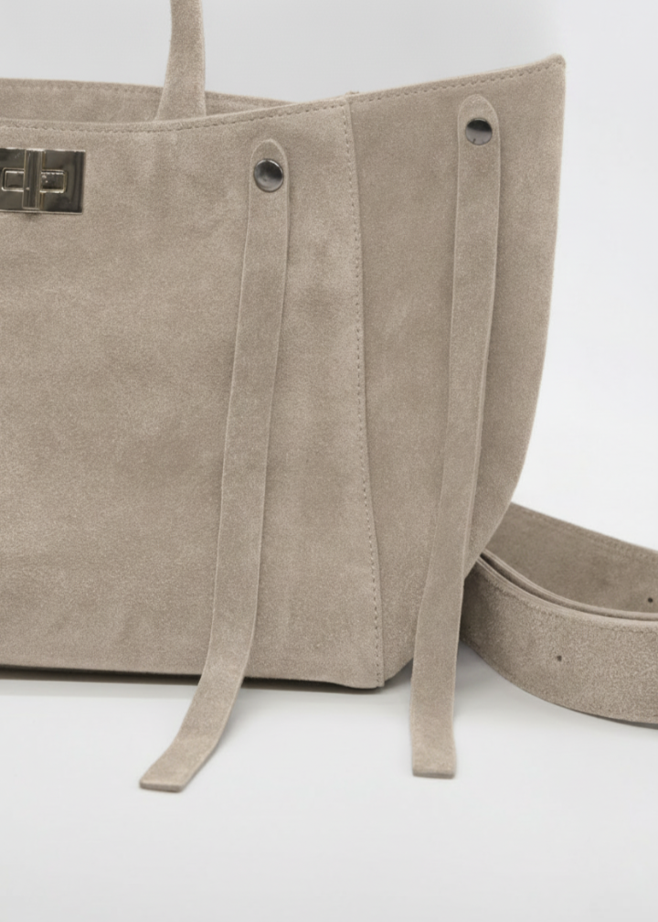 BORSA ICONICA A TRACOLLA GRANDE  IN CAMOSCIO