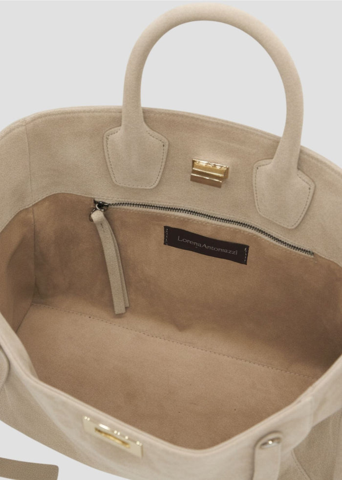 BORSA ICONICA A TRACOLLA GRANDE  IN CAMOSCIO