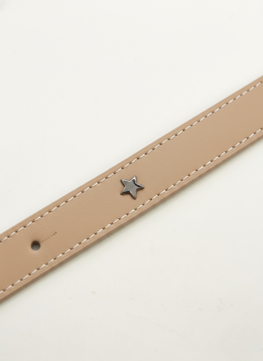 LEATHER BELT WITH RING CLOSURE