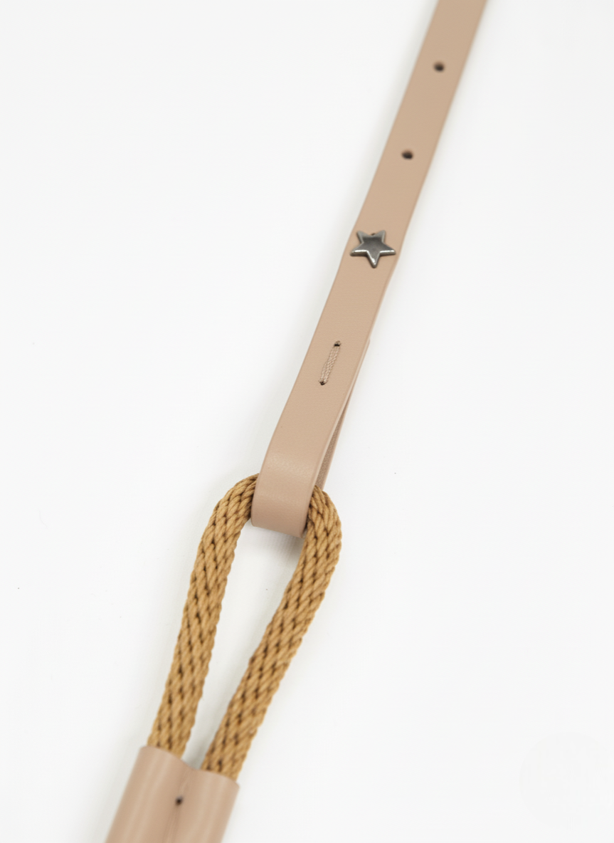 LEATHER AND ROPE BELT