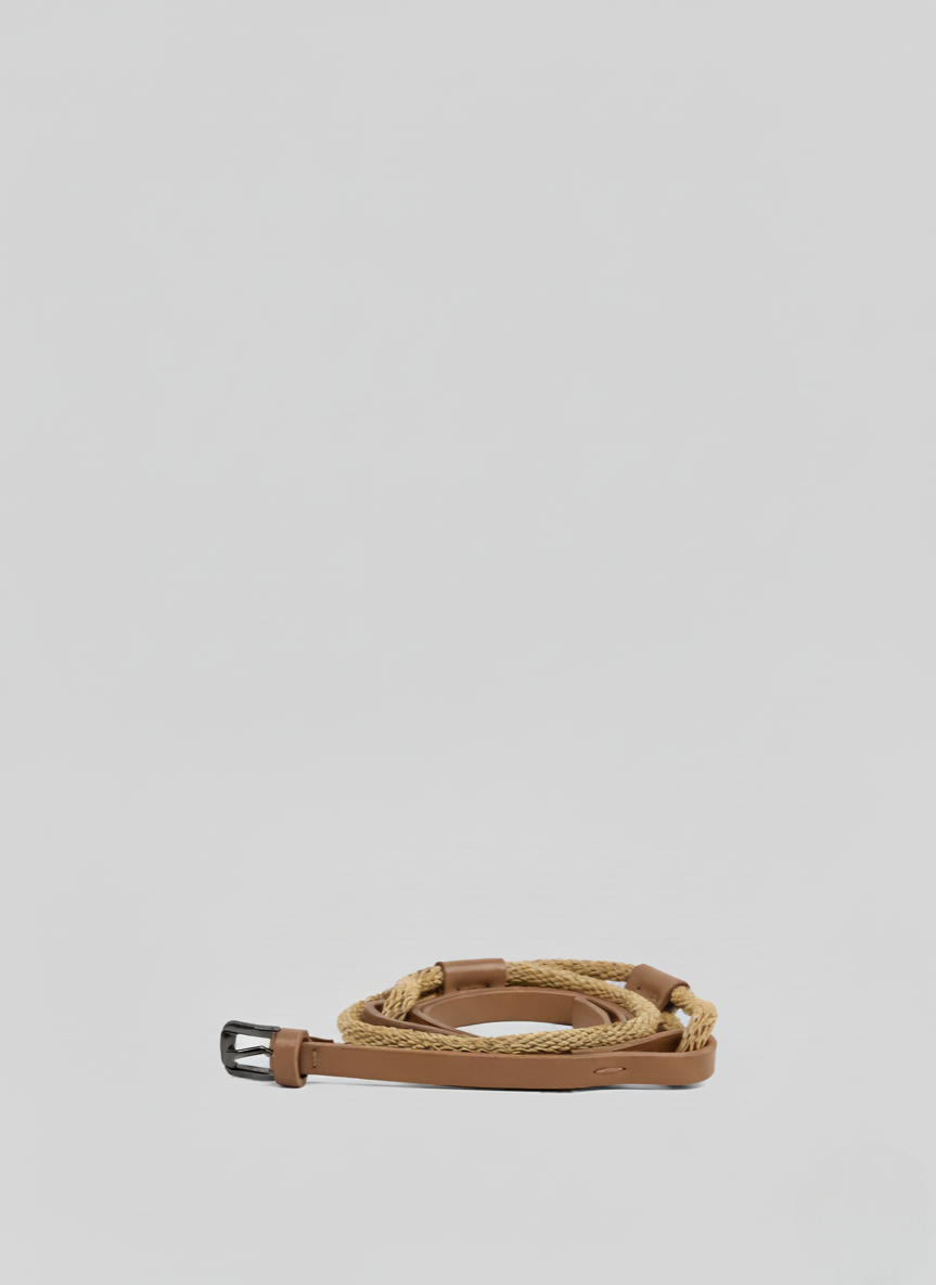 LEATHER AND ROPE BELT